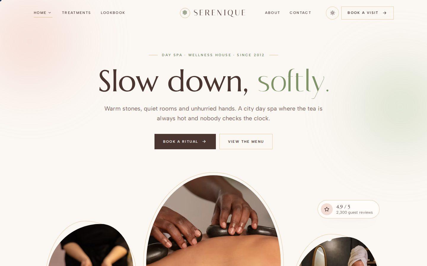 Serenique home page preview